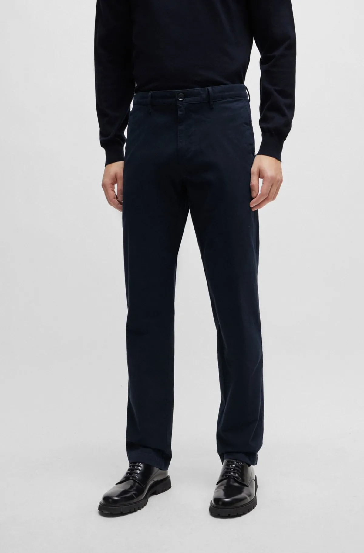 HUGO BOSS Regular Fit Chinos Og Bomuldsgabardine Med Stræk Mørkeblå New