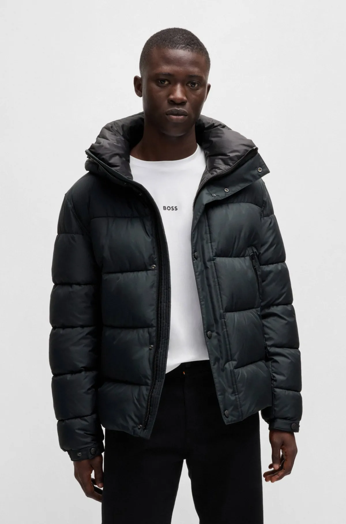 HUGO BOSS Regular Fit Dunjakke I Vandskyende Stof Sort Shop