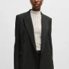 HUGO BOSS Regular Fit Jakke Med Dobbeltradet Lukning Sort Discount