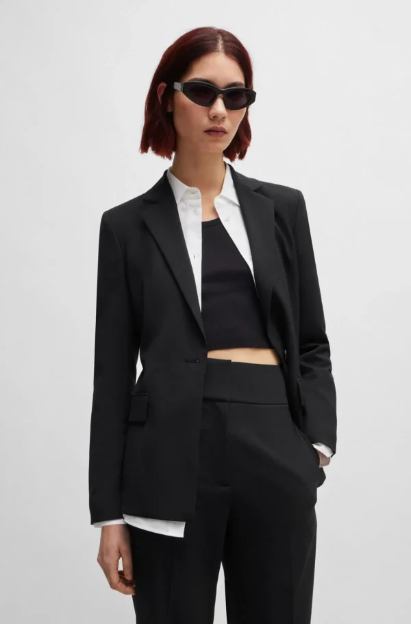 HUGO BOSS Regular Fit Jakke Med Indsnit I Reversen Sort Shop