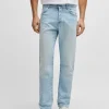 HUGO BOSS Regular Fit Jeans I Blå Denim Med 2-vejs Stræk Lyseblå Outlet