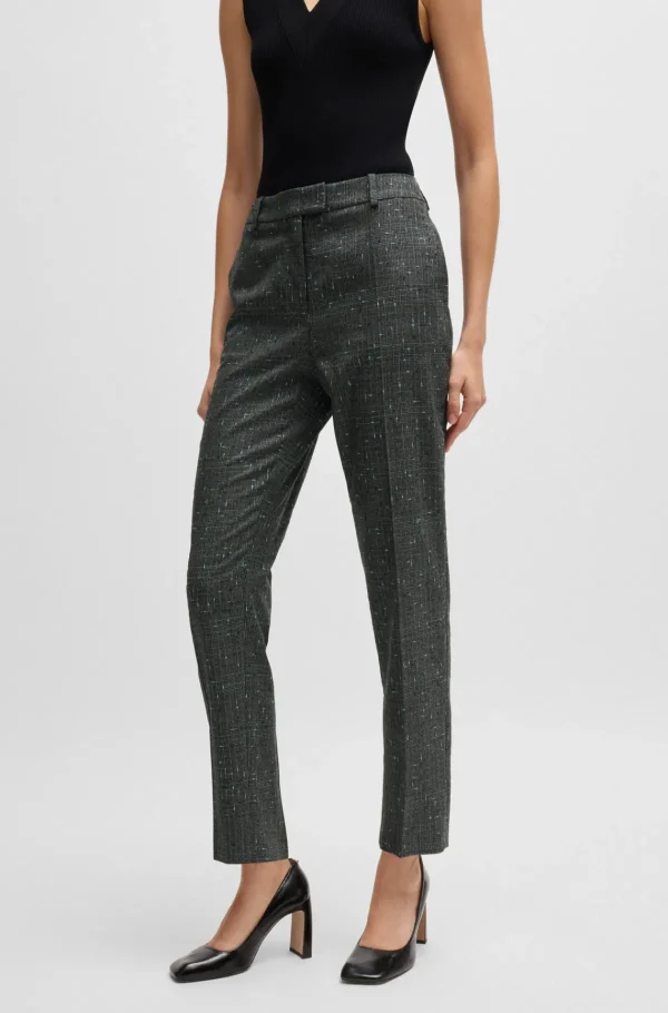 HUGO BOSS Regular Fit Ternede Bukser I En Blanding Med Ny Uld Grå mønstret Flash Sale