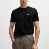 HUGO BOSS Regular Fit T-shirt I Bomuld Med Stræk Og Logo I Kontrastfarve Sort Shop