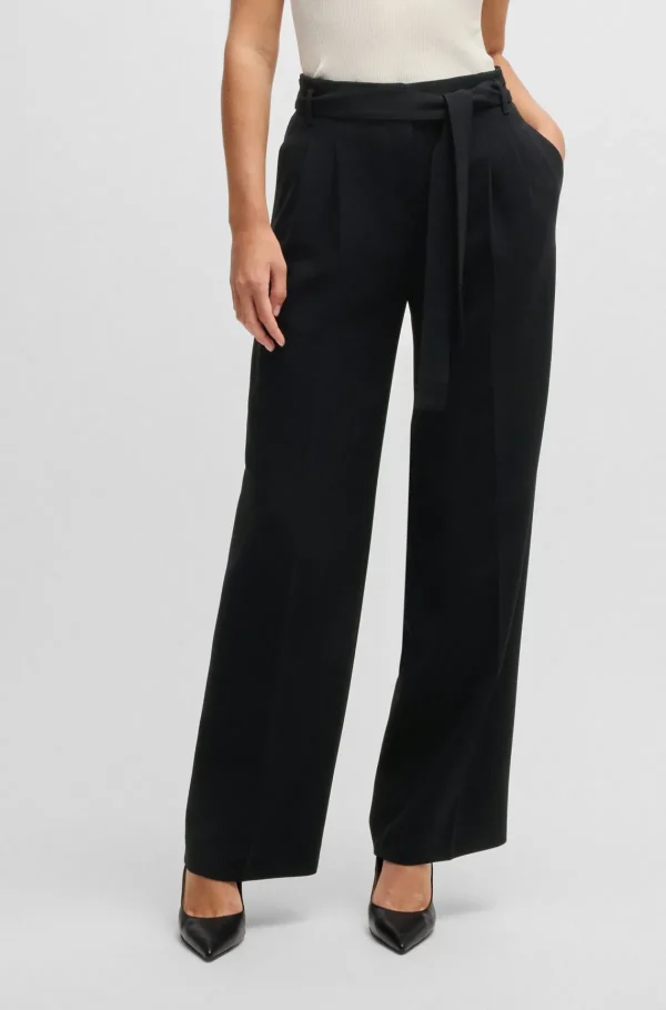 HUGO BOSS Relaxed Fit Bukser I Strygelet Japansk Crepe Sort Best