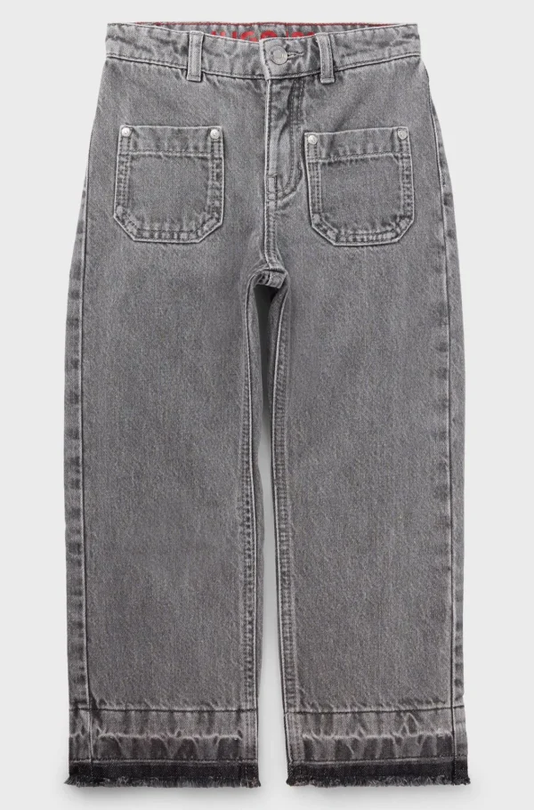 HUGO BOSS Relaxed Fit Jeans Til Børn I Grå Bomuldsdenim Mønstret Fashion