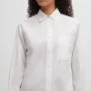 HUGO BOSS Relaxed Fit Lang Skjorte I Bomuldspoplin Hvid Cheap