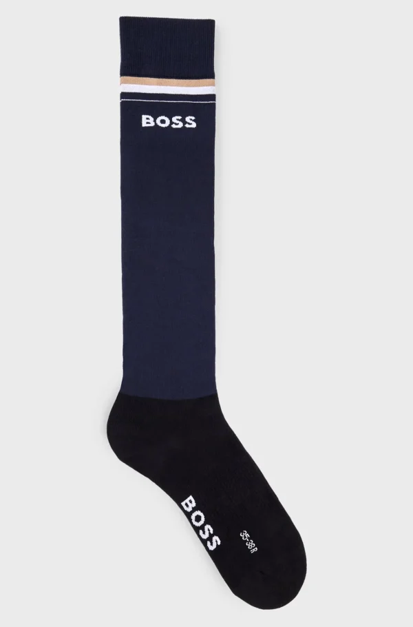 HUGO BOSS Ridestrømper Til Hestesport I Bomuldsblanding Med Logo Mørkeblå Sale
