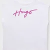 HUGO BOSS Ærmeløs T-shirt I Bomuld Til Børn Med Metallisk Logo I Håndskrevet Stil Hvid Hot