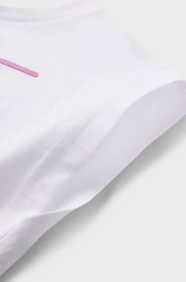 HUGO BOSS Ærmeløs T-shirt I Bomuld Til Børn Med Metallisk Logo I Håndskrevet Stil Hvid Hot