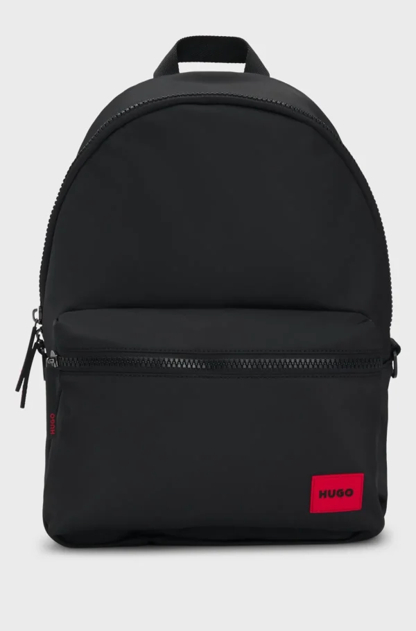 HUGO BOSS Rygsæk Af Mat Stof Med Rødt Logomærkat Sort Shop