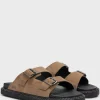 HUGO BOSS Sandaler Med To Remme Og Ruskindsoverflade Samt Spændelukning Beige Outlet