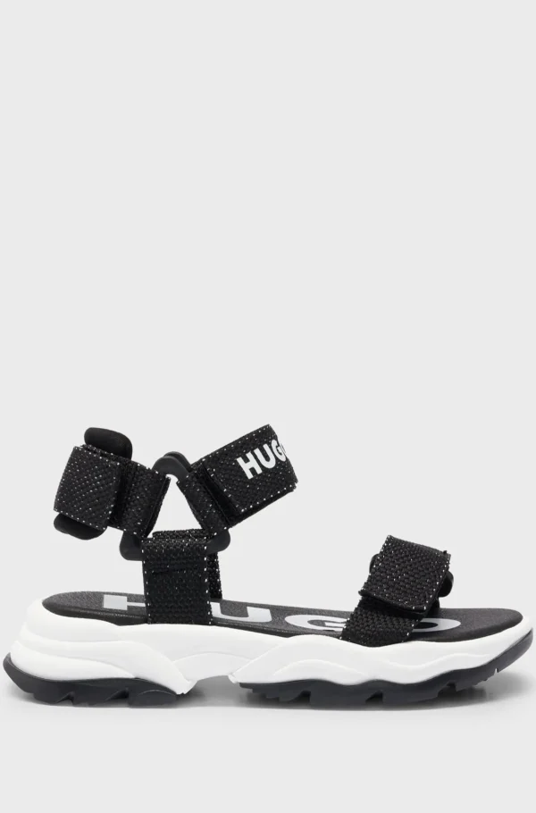 HUGO BOSS Sandaler Til Børn I To Toner Med Brandet Rem Sort Outlet
