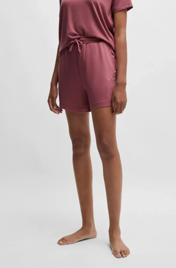 HUGO BOSS Shorts I Sweatkvalitet Med Stræk Og Broderet Logo Lyserød Clearance