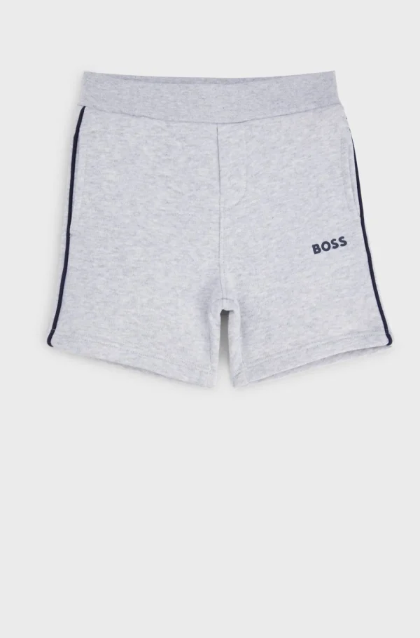 HUGO BOSS Shorts Til Børn I Bomuldsblanding Med Logo Og Striber Lysegrå Sale