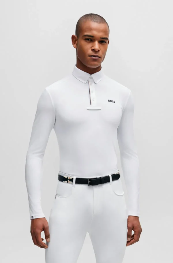 HUGO BOSS Showskjorte Til Hestesport I Med Signaturstribede Detaljer Hvid Cheap