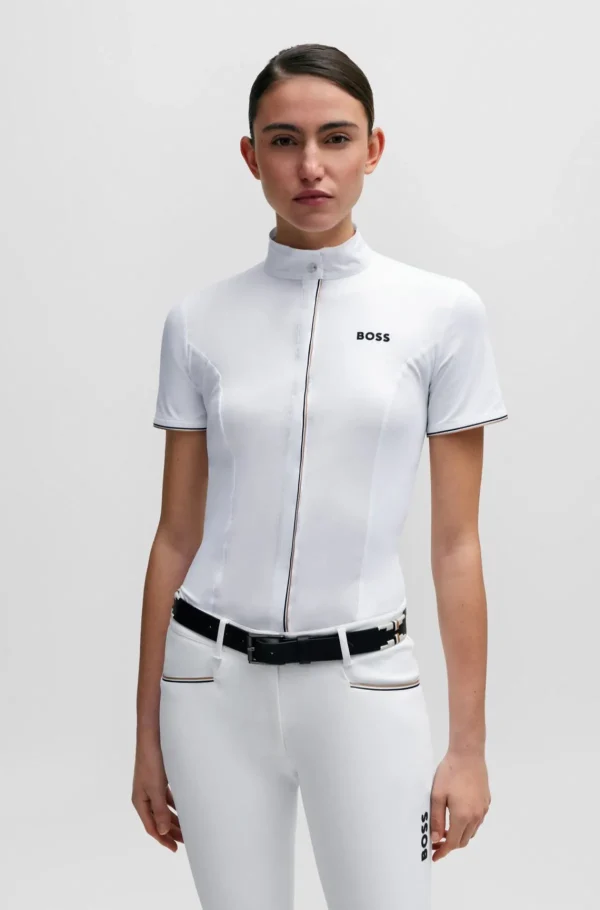 HUGO BOSS Showskjorte Til Hestesport Med Strækbomuld I Midterstykket Hvid Cheap