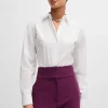 HUGO BOSS Skjorte Med Regular Fit I Bomuldskanvas Med Stræk Hvid Clearance