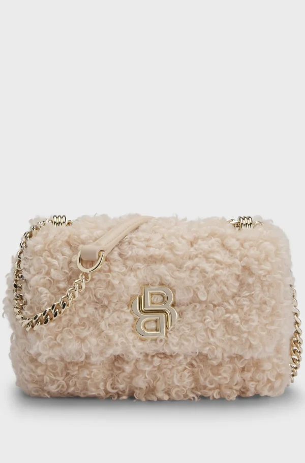 HUGO BOSS Skuldertaske I Imiteret Rulam Med Dobbelt B-monogram Lys beige Clearance