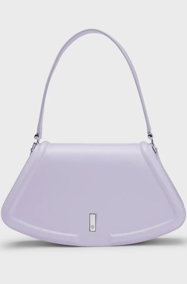 HUGO BOSS Skuldertaske I Mat Læder Med Signaturmetal Lyslilla Sale