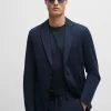 HUGO BOSS Slim Fit Jakke I Performance-jersey Med Stræk Mørkeblå Store