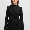 HUGO BOSS Slim Fit Jakke I Twillvævet Uldblanding Sort Discount