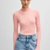 HUGO BOSS Slim Fit Sweater I Uldblanding Med Slids I Siden Lys pink Clearance