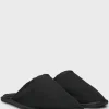 HUGO BOSS Slippers I Imiteret Ruskind Med Gummisål Sort Outlet