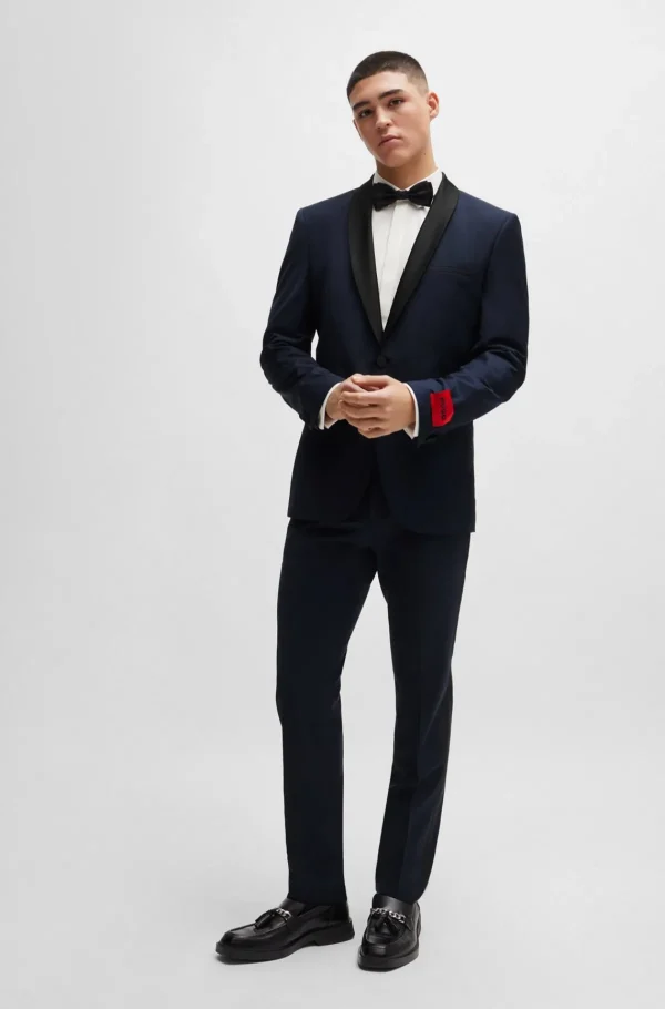 HUGO BOSS Smokingjakke Med Extra Slim Fit I Uldblanding Mørkeblå Store