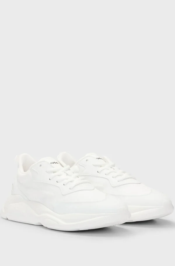 HUGO BOSS Sneakers I Blandede Materialer Med Kontrastlogoer Hvid Cheap