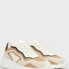 HUGO BOSS Sneakers I Blandede Materialer Med Snører Og Broderet Mesh Lys beige Discount