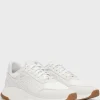 HUGO BOSS Sneakers I Læder Med Snørebånd Og Netdetaljer Hvid Outlet