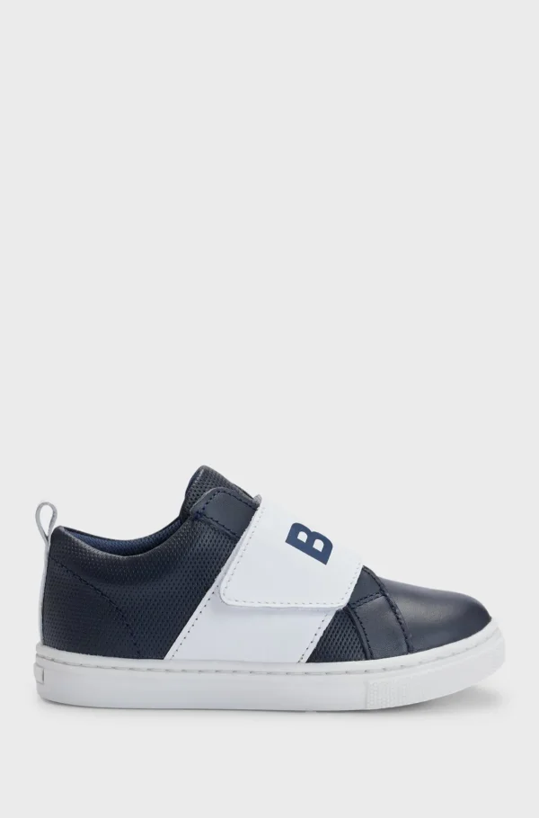 HUGO BOSS Sneakers I Mineralsk Garvet Læder Og Med Logorem Til Børn Mørkeblå Best
