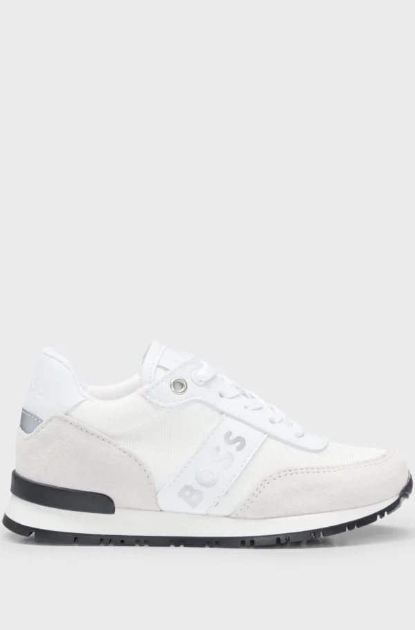 HUGO BOSS Sneakers Til Børn I Blandede Materialer Med Logo I Kontrastfarve Hvid Store