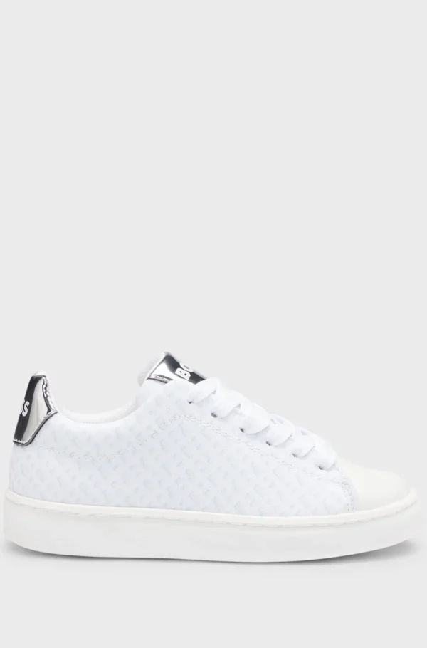 HUGO BOSS Sneakers Til Børn I Monogramkanvas Med Metallisk Imiteret Læder Hvid Cheap