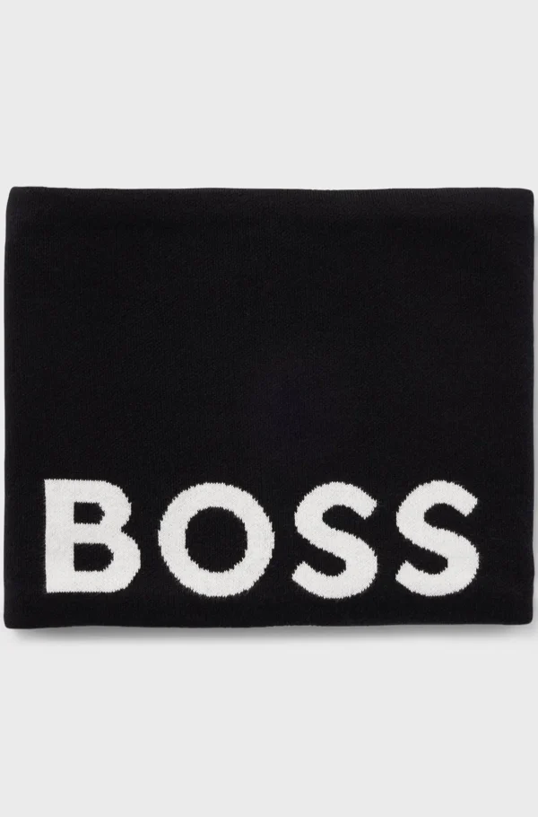 HUGO BOSS Snood Til Børn I Strikket Bomuld Med Kontrastlogo Sort Discount
