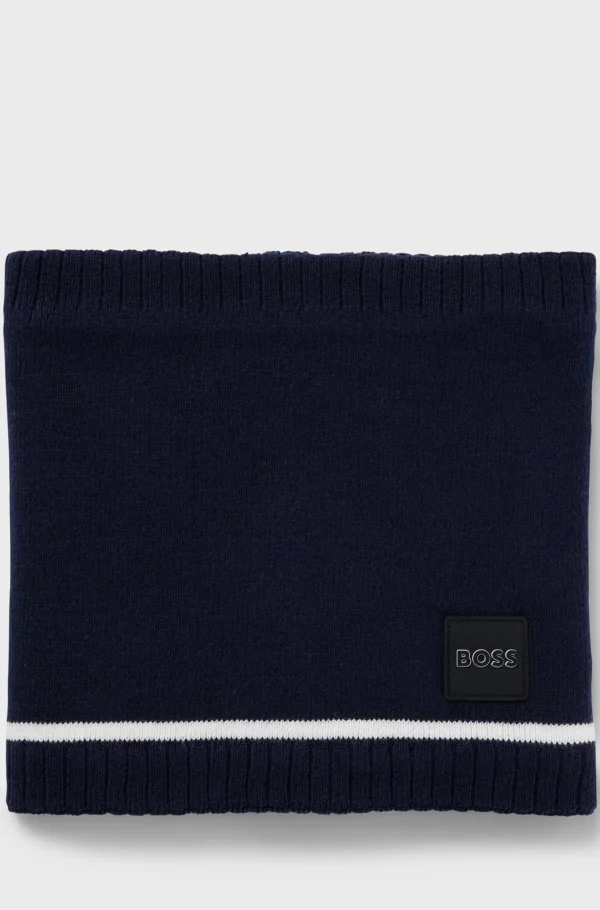 HUGO BOSS Snood Til Børn I Strikket Bomuld Med Logomærkat Mørkeblå Hot