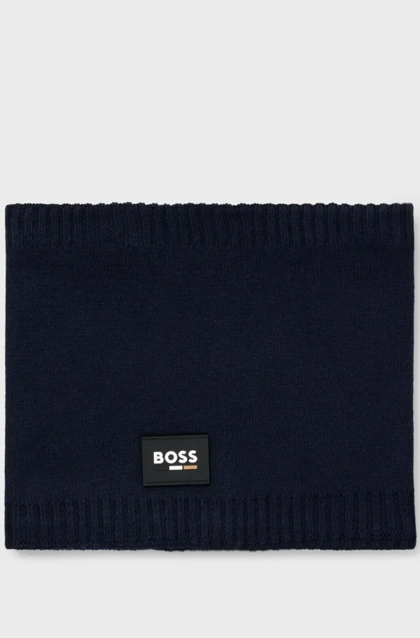 HUGO BOSS Snood Til Børn Med Silikonebadge Med Logo Mørkeblå Best Sale