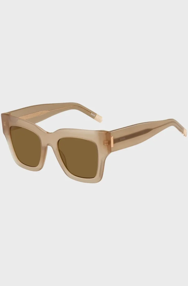 HUGO BOSS Solbriller I Opal Bio-acetat Med Signatur-hardware Lys beige Store