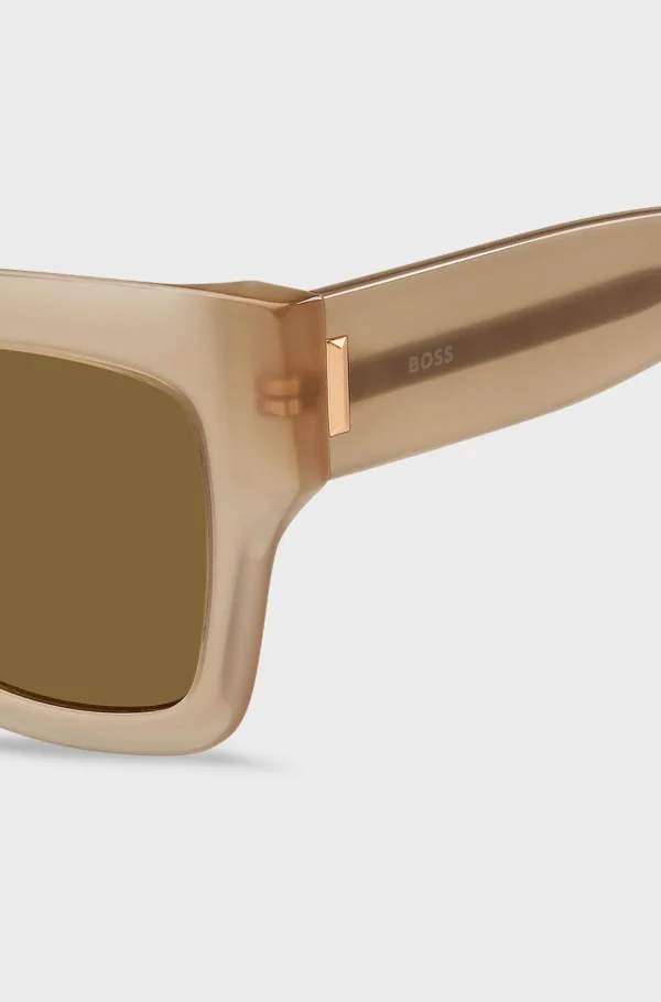 HUGO BOSS Solbriller I Opal Bio-acetat Med Signatur-hardware Lys beige Store