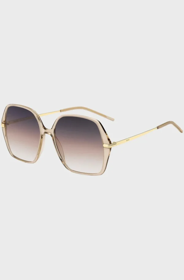 HUGO BOSS Solbriller I Pudderfarvet Acetat Med Guldfarvede Stænger Lys beige Shop