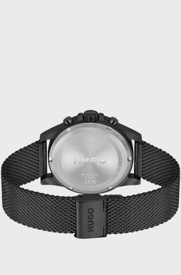 HUGO BOSS -belagt Ur Med Net-rem Sort Cheap