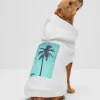 HUGO BOSS Strandhættetrøje I Bomuld Til Hunde Med Tryk Af Palmetræ Hvid Sale