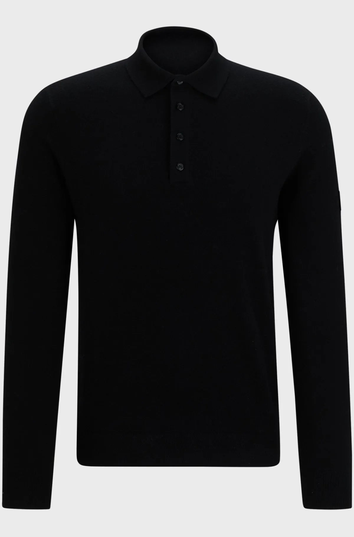 HUGO BOSS Strikket Polo Til Hestesport I En Bomulds- Og Kashmirblanding Sort Store