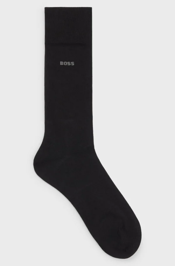 HUGO BOSS Strømper Med Logo I Almindelig Længde Fremstillet Af Kæmmet Bomuld Sort Store