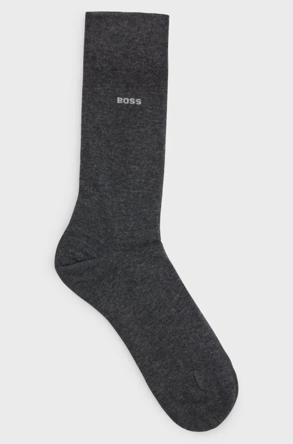 HUGO BOSS Strømper Med Logo I Almindelig Længde Fremstillet Af Kæmmet Bomuld Mørkegrå Flash Sale