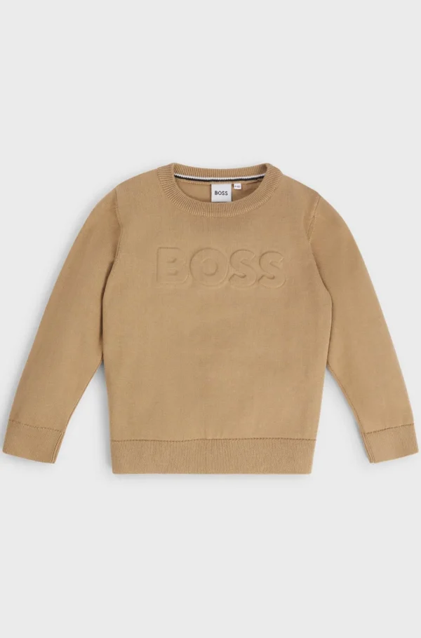 HUGO BOSS Sweater Til Børn I Bomuld Med Broderet Logo Brun Best Sale