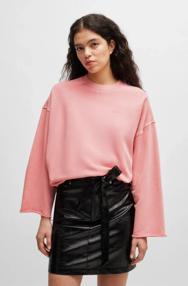 HUGO BOSS Sweatshirt I Bomuld Med Løbesnore I Bunden Af ærmerne Lys pink Clearance