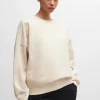 HUGO BOSS Sweatshirt I Bomuld Med Logo Og Rund Hals Lys beige Fashion