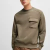 HUGO BOSS Sweatshirt I Sweatkvalitet Af Bomuld Med Broderet Logo På Lommen Lysebrun Hot