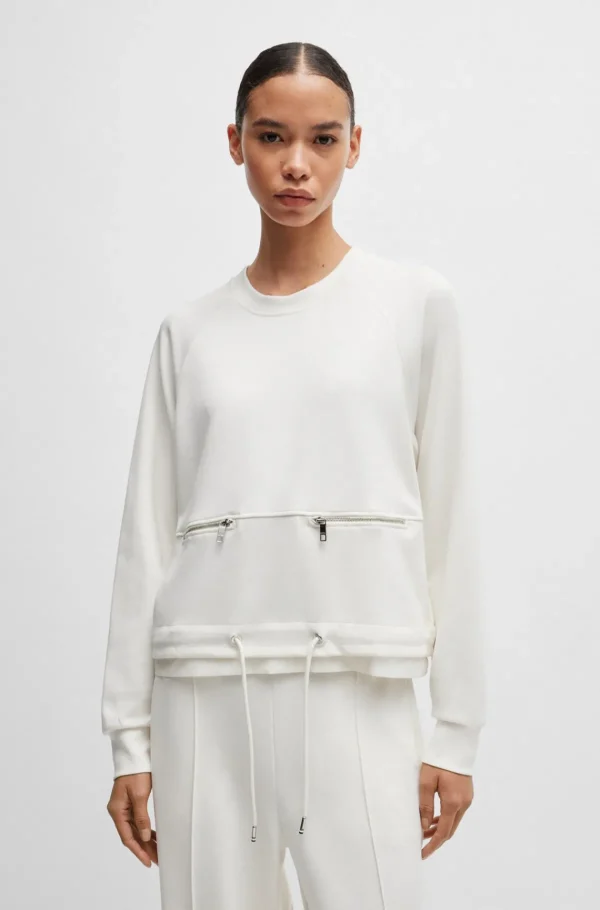HUGO BOSS Sweatshirt Med Justerbar Kant Med Lynlåsdetalje Hvid Best